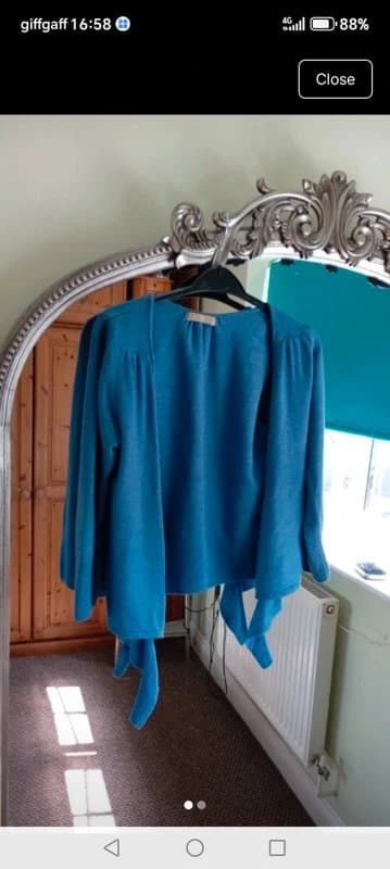 TU Ladies size 10 blue knitted soft tie front bolero cardigan