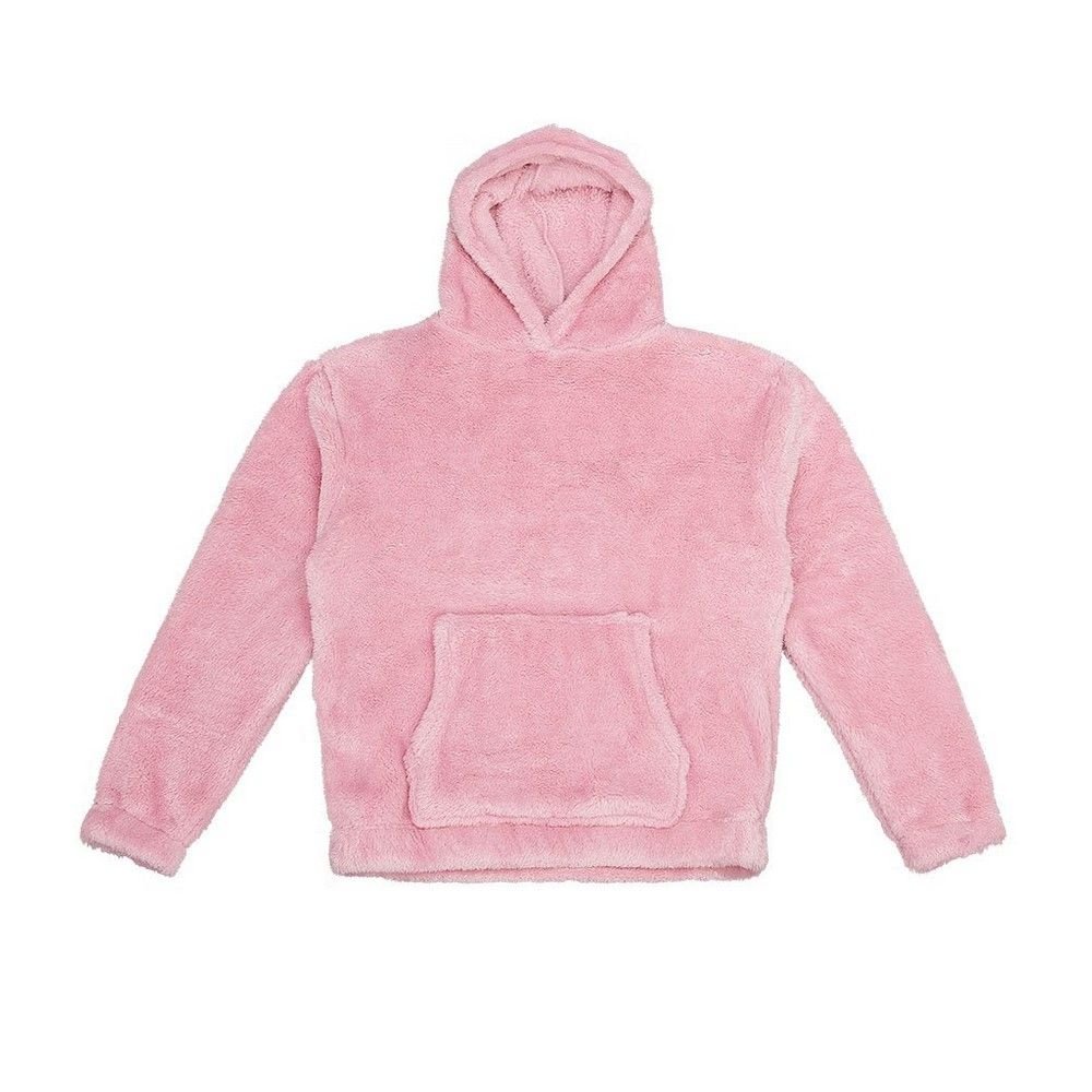 Brand Lab Brand Lab Men's Fluffy Fleece Hoodie in Baby Pink - 4