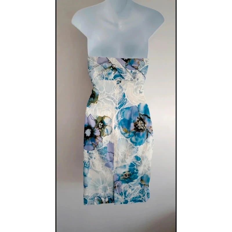 Karen Millen Karen Millen abstract floral strapless knee length dress UK size 10