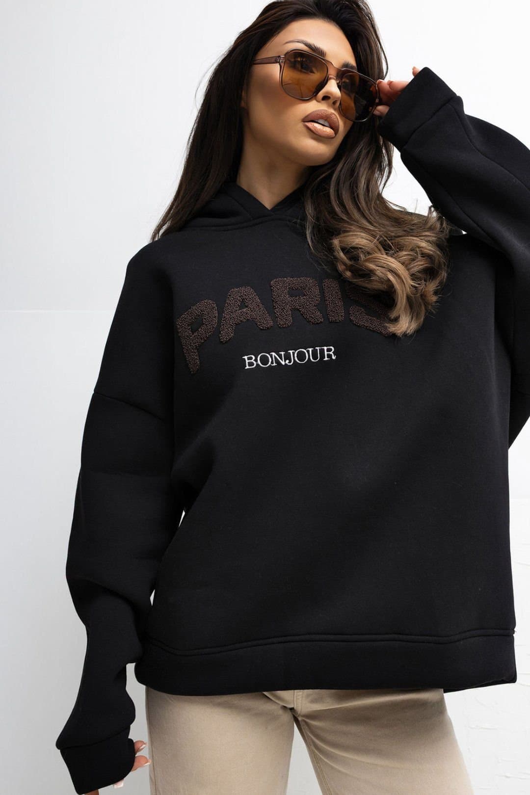 Love Lace Love Lace Black Cotton/Elastane Hooded Sweatshirt