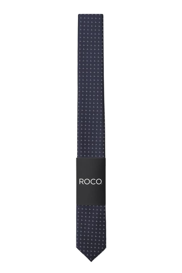Paisley of London Paisley of London Men's Childrens full length skinny tie - Navy trio dot - 2