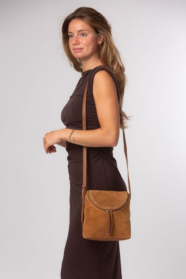 Cultured London Cultured London Women's 'Luisana' Suede Cross Body Bag in Tan - 2