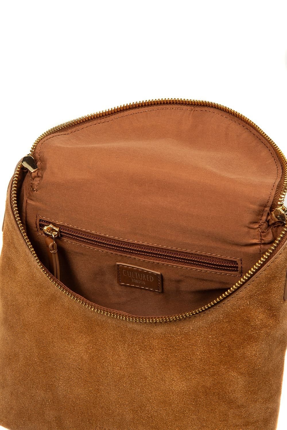 Cultured London Cultured London Women's 'Luisana' Suede Cross Body Bag in Tan - 4