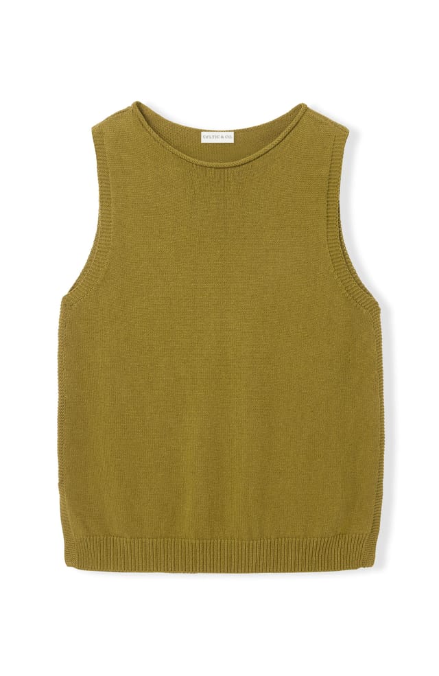 Celtic & Co Celtic & Co Women's Sleeveless Knitted Vest Top in Olive - 2