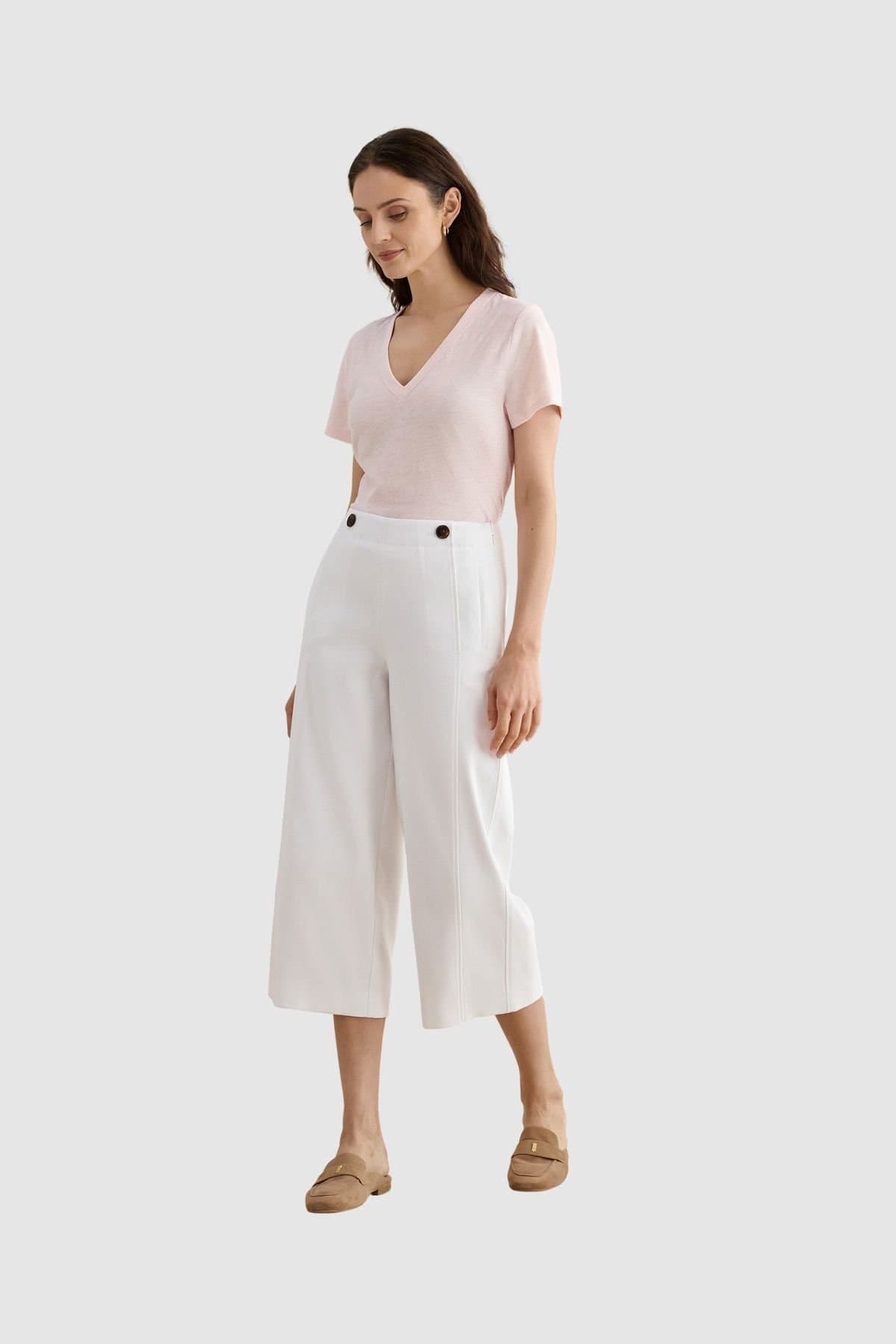 Hobbs London Hobbs London Women's Kimmi High Rise Culotte Trousers in Cool White