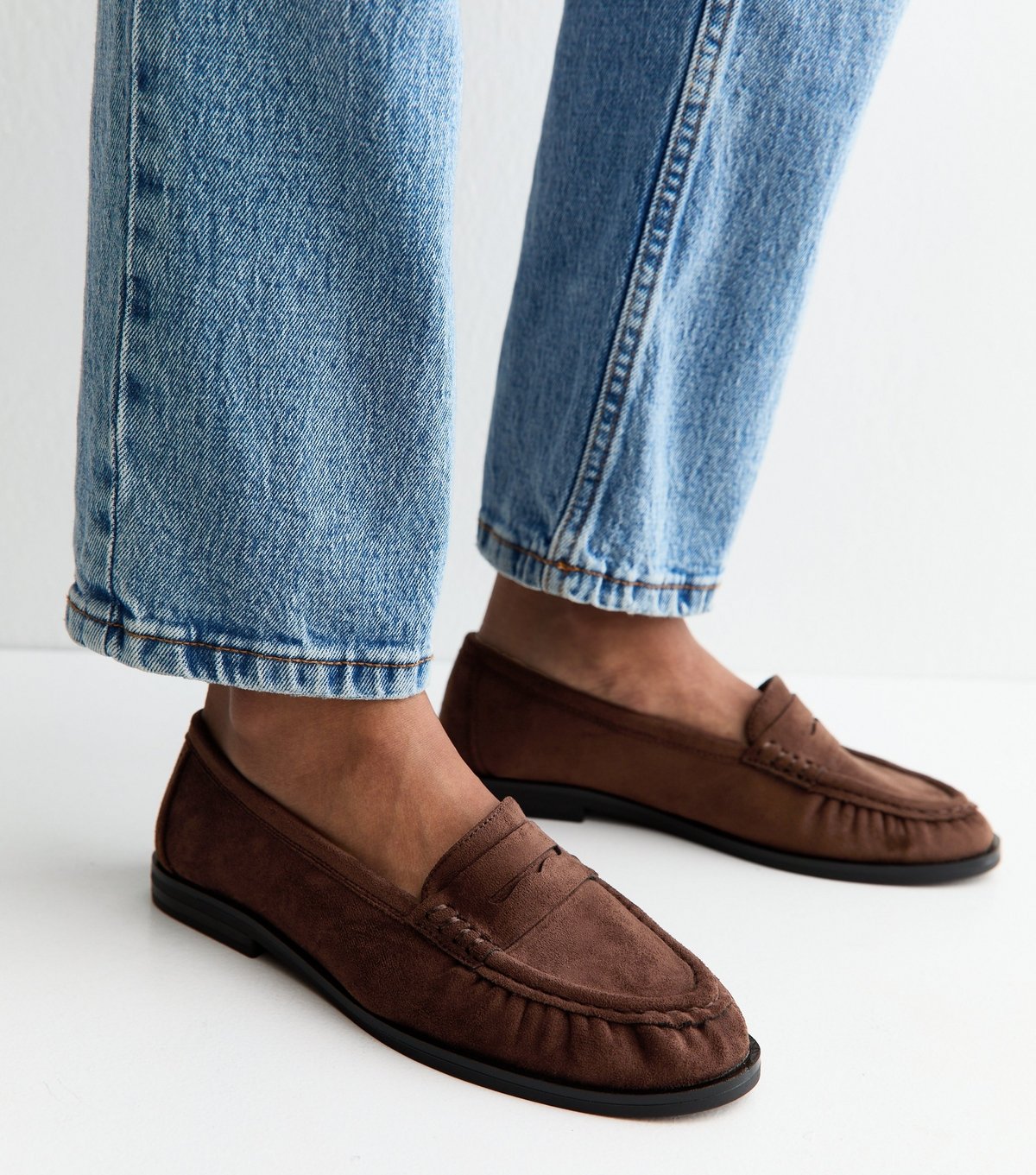 New Look Women's Brown Faux Suede Loafer Vegan New Look - 3