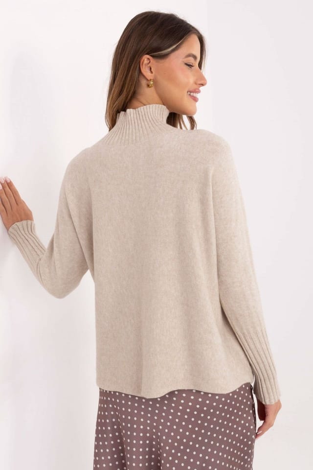 Love Lace Love Lace Women's Classic Turtleneck Knit Sweater for Everyday in Beige - 3