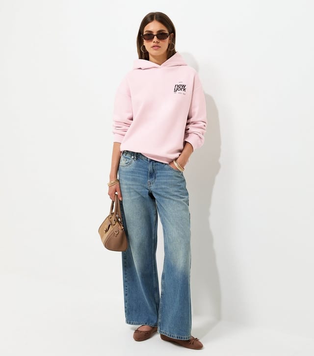 New Look Women's Light Pink Cotton Rich New York Hoodie New Look - 3