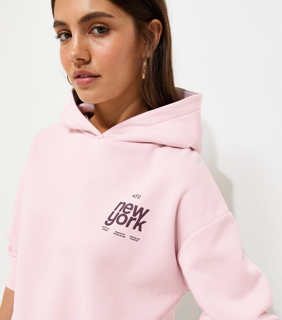 New Look Women's Light Pink Cotton Rich New York Hoodie New Look - 4