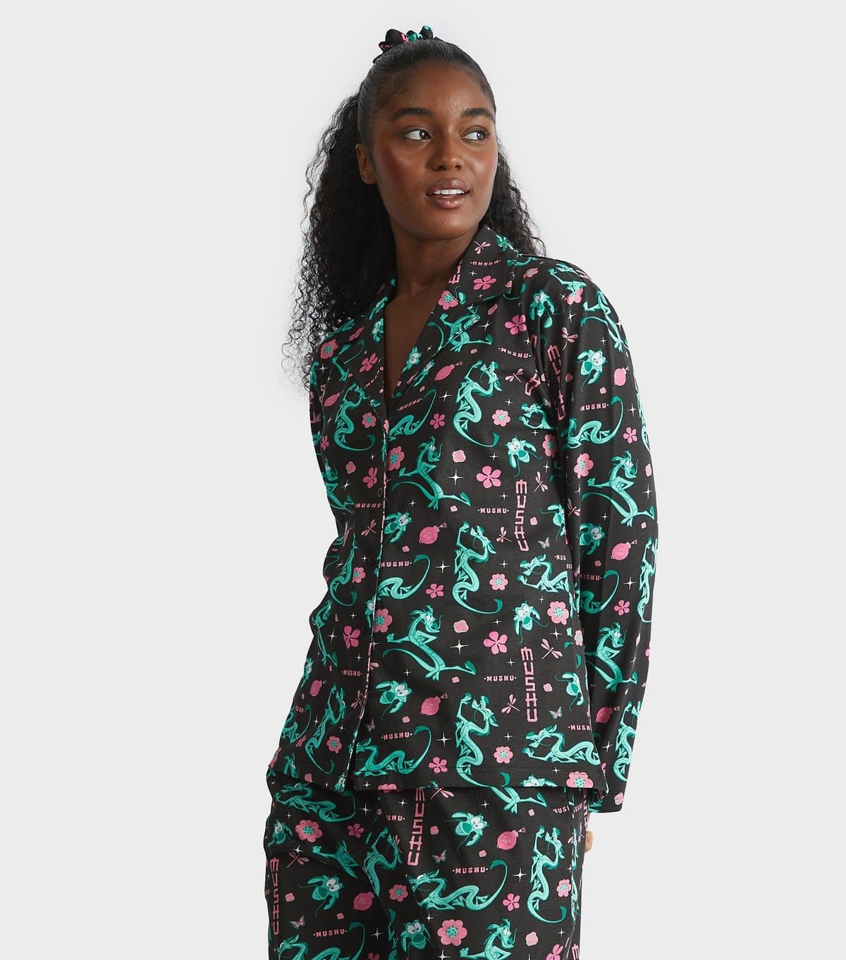 Skinnydip Women's Black Mushu Print Shirt and Trousers Pyjama Set Skinnydip New Look