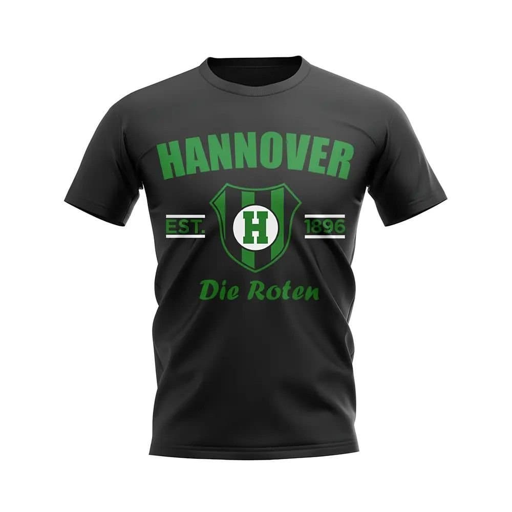 Hannover 96 Hannover 96 Men's Personalised Hannover Established Football T-Shirt in Black