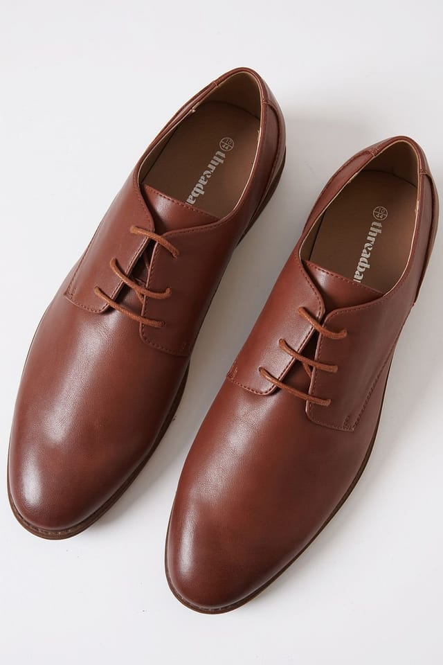 Threadbare Threadbare Men's Lace Up Derby Shoes in Brown - 2