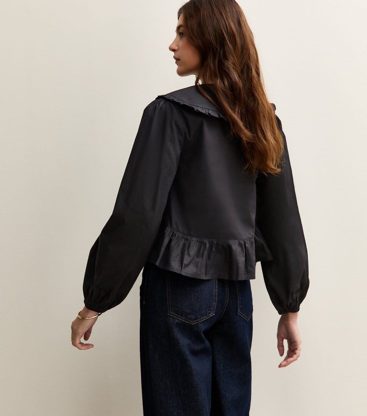 New Look Women's Black Lace Insert Oversized Collar Shirt New Look - 4