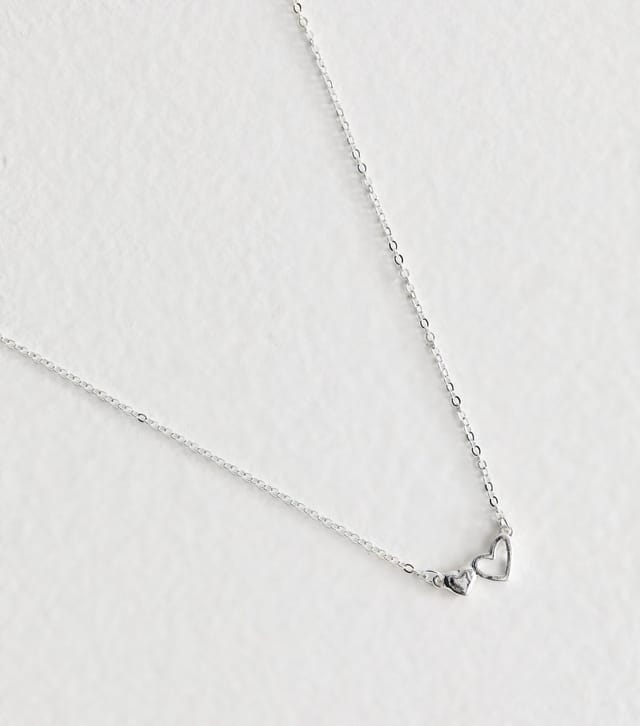 New Look Silver Tone Cut Out Heart Pendant Necklace New Look - 3