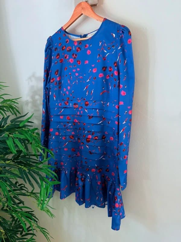 Never Fully Dressed Gorgeous Blue Floral Never Fully Dressed XL Pleated Paloma Dress Worn Once!