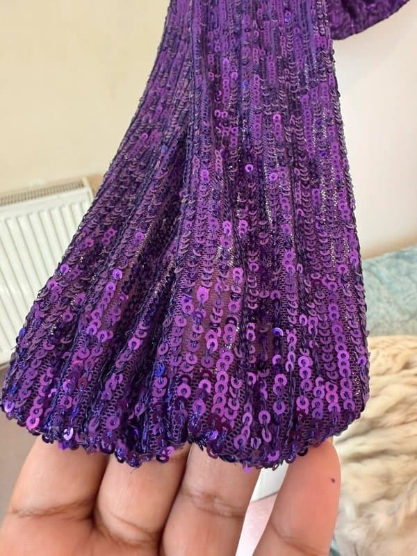 Bershka Purple Sequin One-Shoulder Draped Top  M– Party Statement Piece