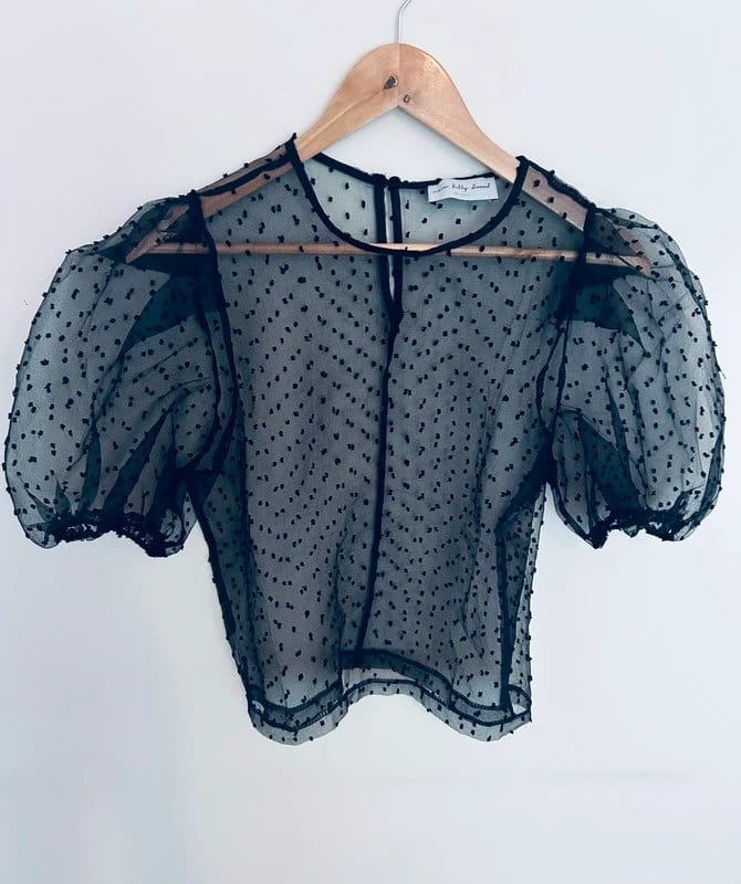 Never Fully Dressed Black Polka Dot Puff Sleeve Blouse