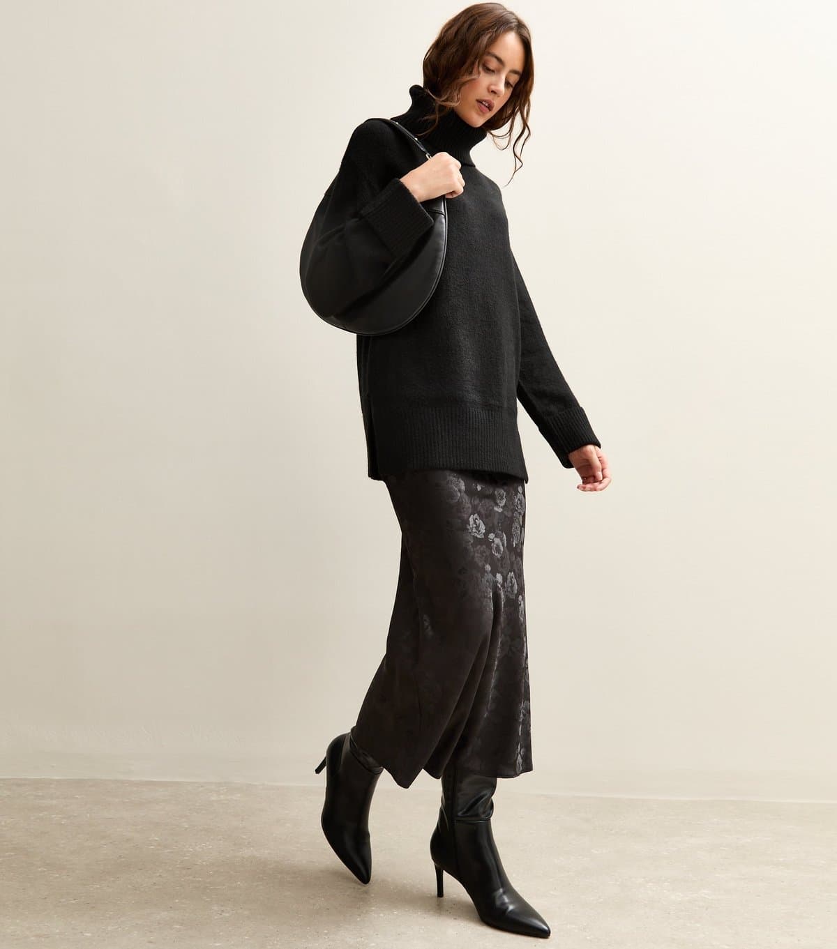 New Look Women's Black Floral Maxi Slip Skirt New Look