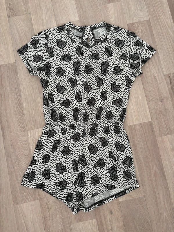 American Apparel American Apparel x Natalie Du Pasquier Printed Playsuit Romper Medium Black White Made in USA