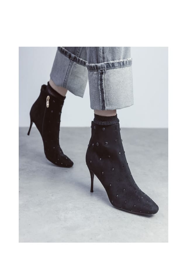 Moda In Pelle Moda In Pelle Women's 'Wenoa' Alcantara Heeled Boots in Jet Black - 2