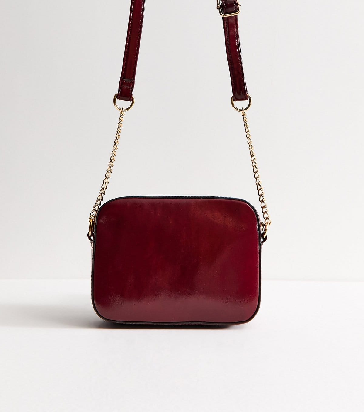 New Look Dark Burgundy Faux Leather Bar Pocket Crossbody Bag New Look - 4