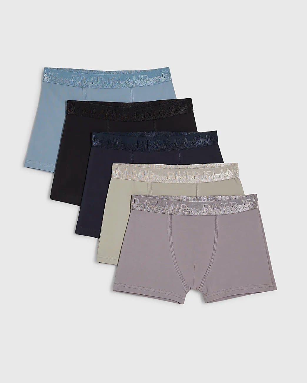 River Island River Island Blue Metallic Pack Of 5 Boxers