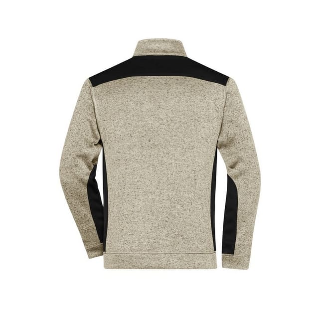 James and Nicholson James and Nicholson Men's Strong Knitted Work Fleece Jacket in Stone - 2