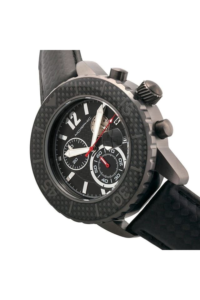 Morphic Morphic Men's M51 Series Chronograph Leather-Band Watch with Date in Grey - 3