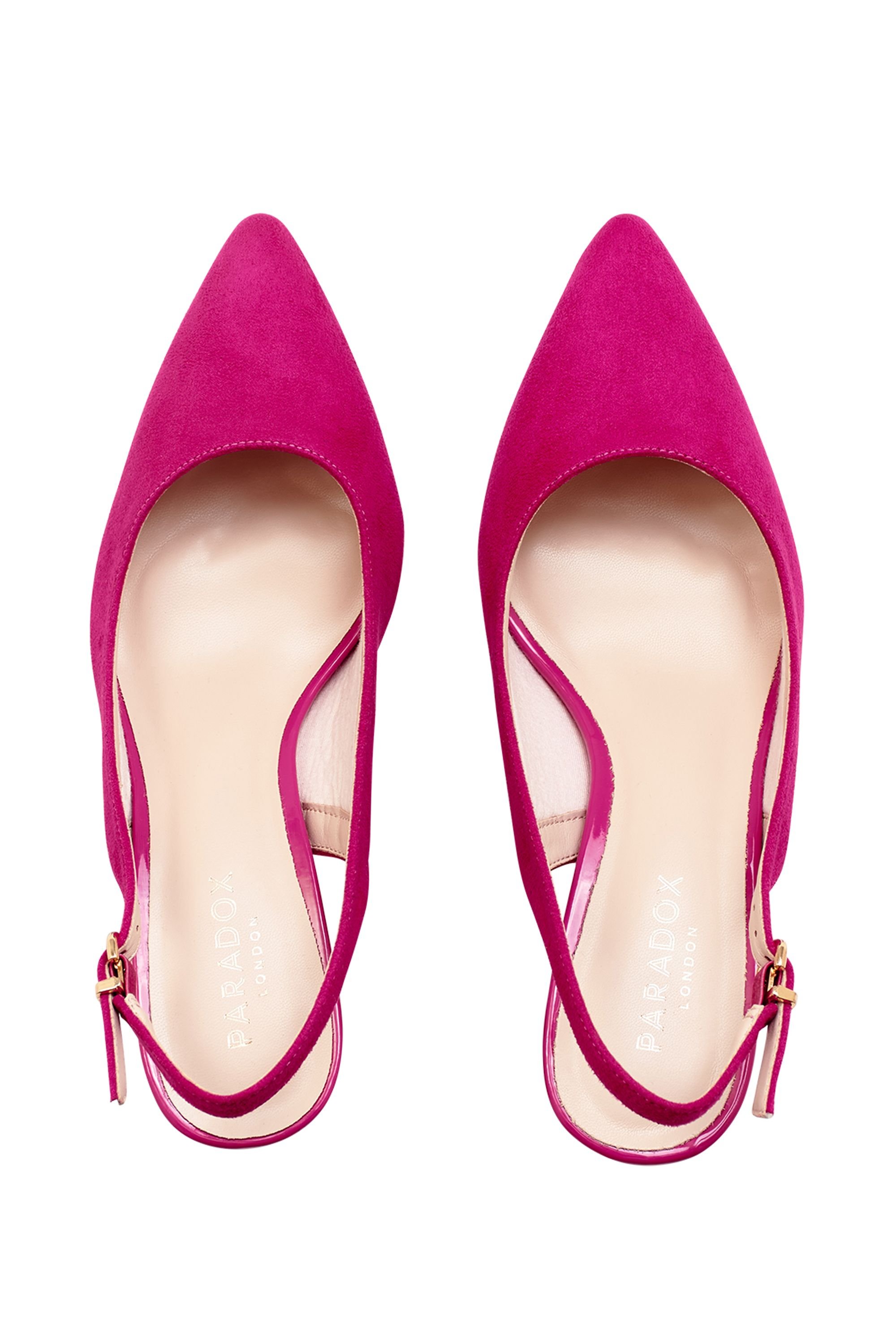 Paradox London Paradox London Women's 'Isadora' Block Heel Slingback Court Shoes in Fuchsia - 3