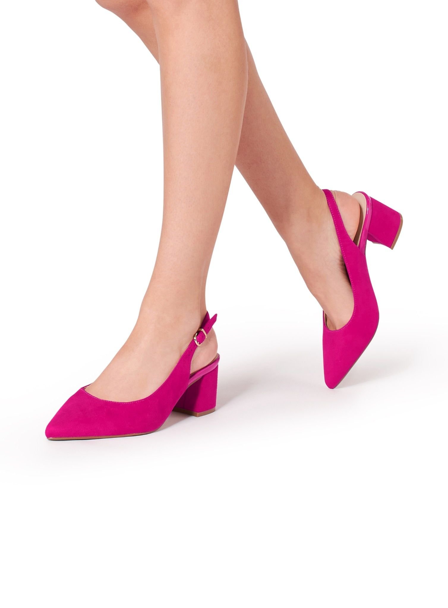 Paradox London Paradox London Women's 'Isadora' Block Heel Slingback Court Shoes in Fuchsia - 4