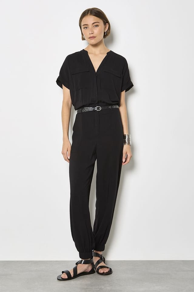 Apricot Apricot Women's Soft Woven Utility Jumpsuit in Black - 2