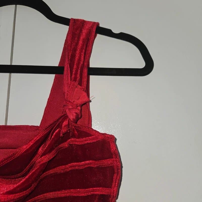 Shein Knotted Detail Exposed Seam Micro Crop Top In Velvet