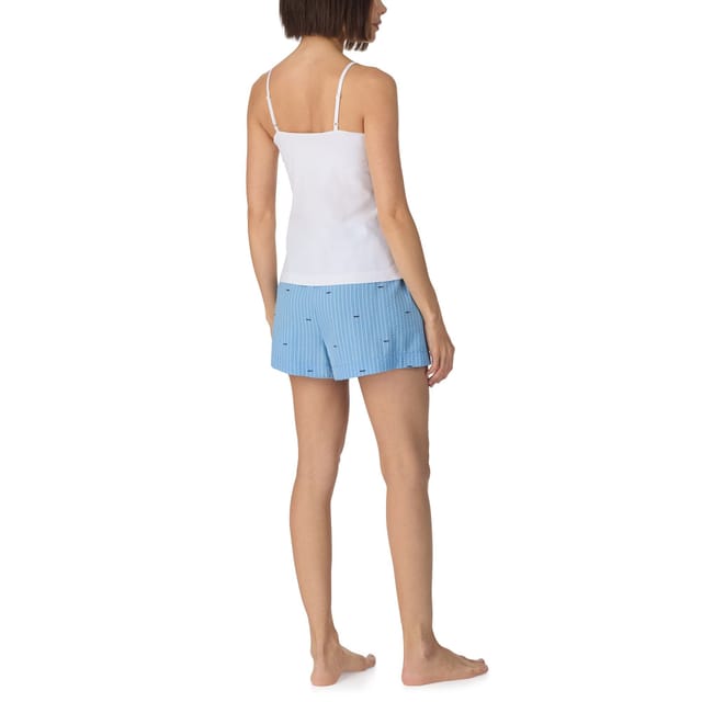 DKNY DKNY Women's Cami with shelf bra & boxer sleep set in white & blue logo stripe - 2