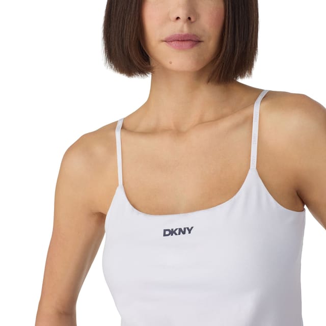 DKNY DKNY Women's Cami with shelf bra & boxer sleep set in white & blue logo stripe - 3