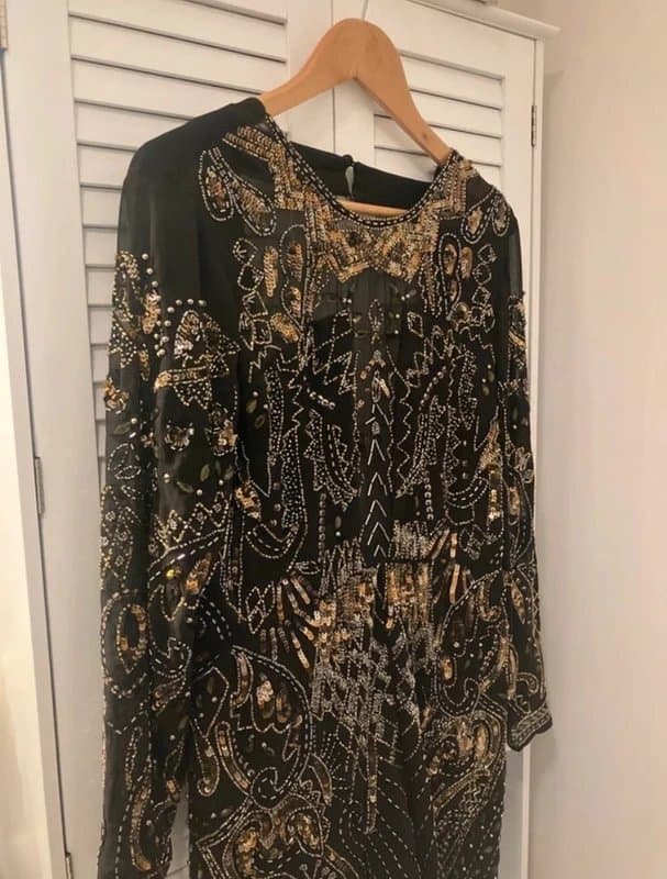 ASOS Black sequin embellished playsuit romper beaded sequin 14