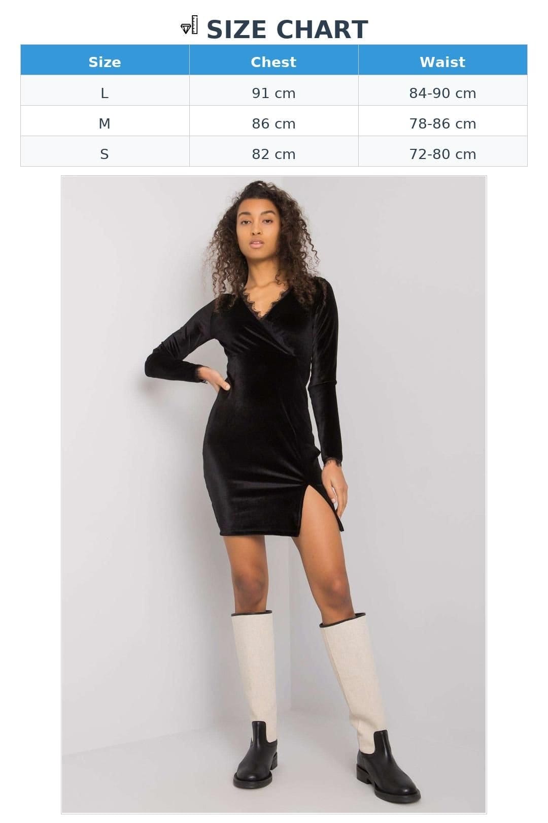 Love Lace Love Lace Women's Black Velour Mini Dress With Side Slit - 4