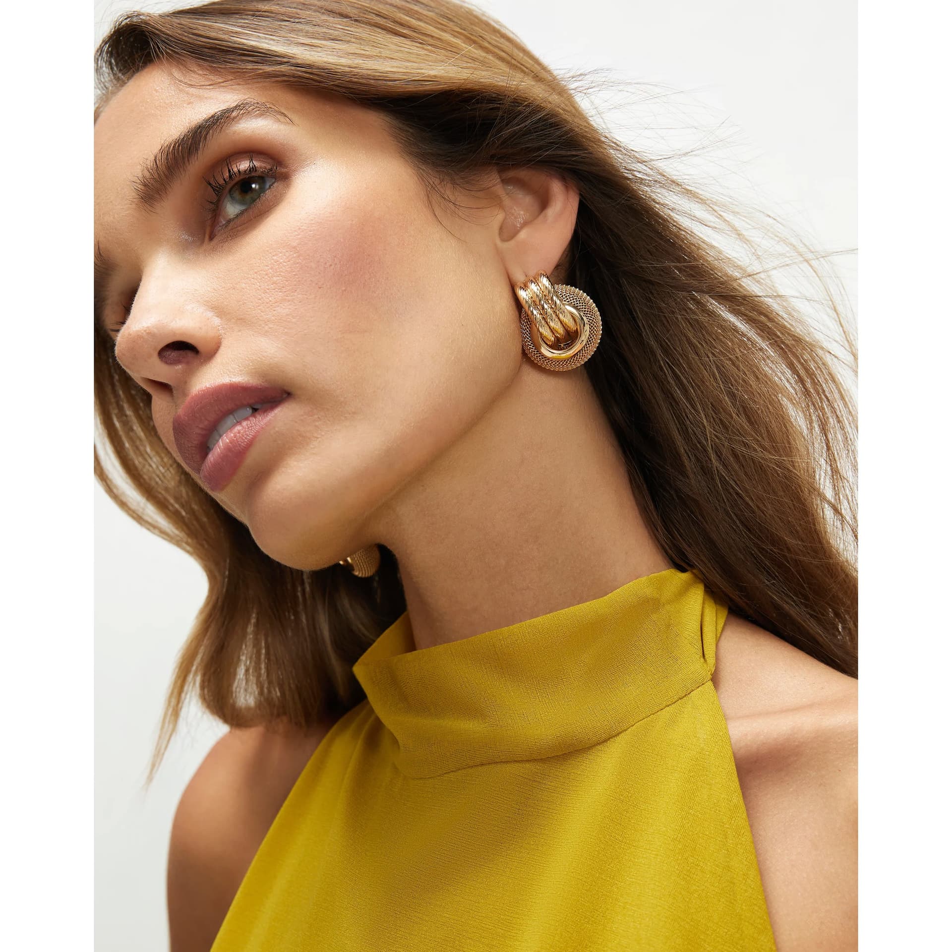 River Island River Island Womens Gold Mesh Link Stud Errings