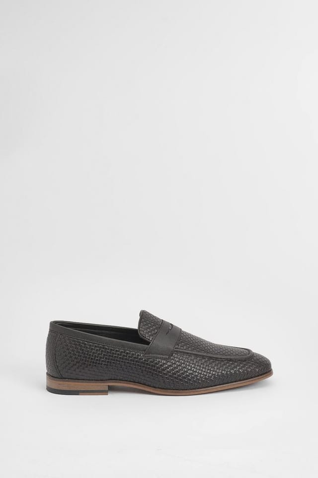 Burton Burton Men's Chocolate Woven Penny Loafers - 2