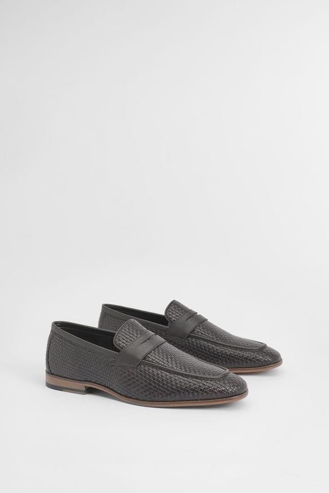 Burton Burton Men's Chocolate Woven Penny Loafers - 3