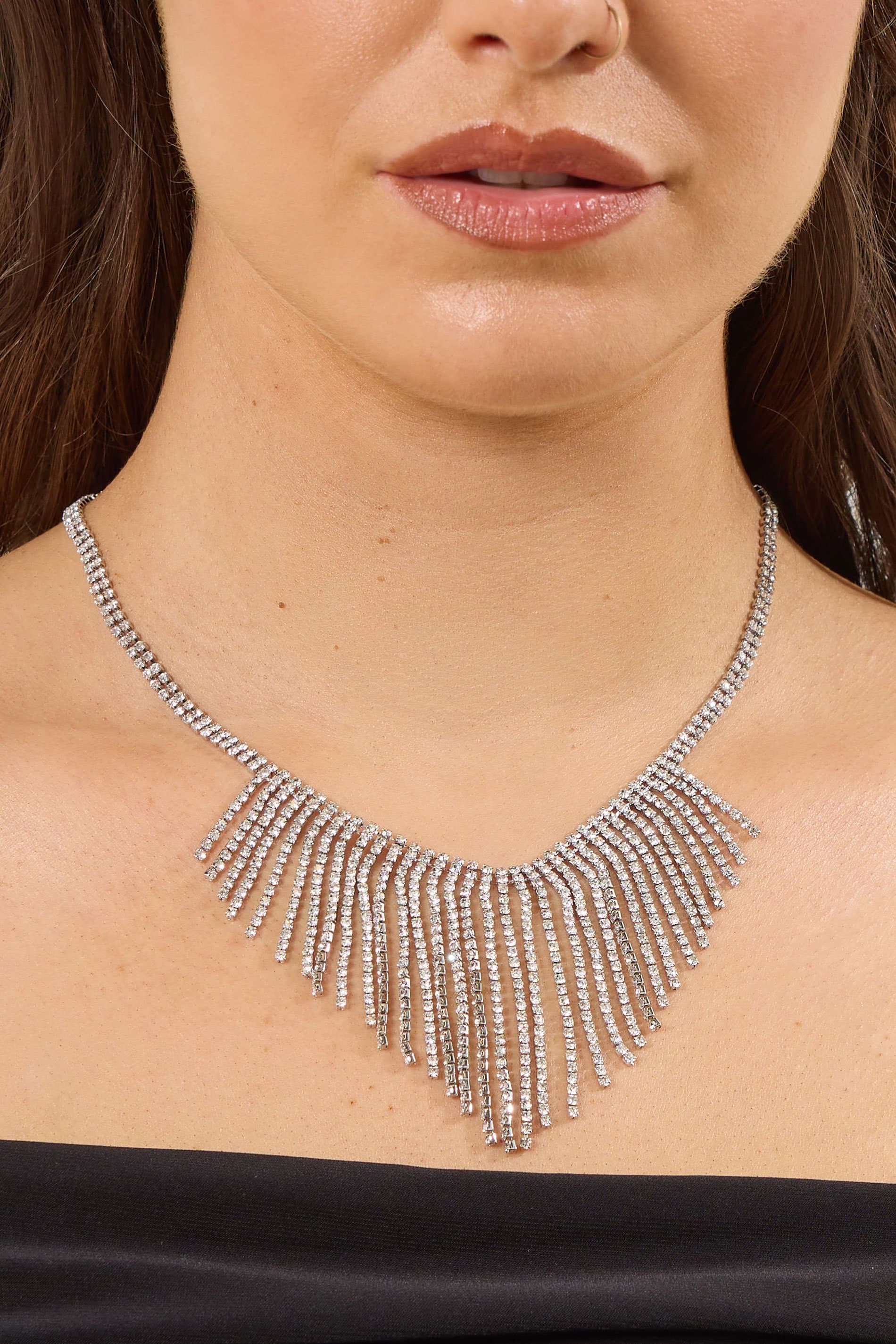 Yours Silver Tone Diamante Statement Choker Necklace