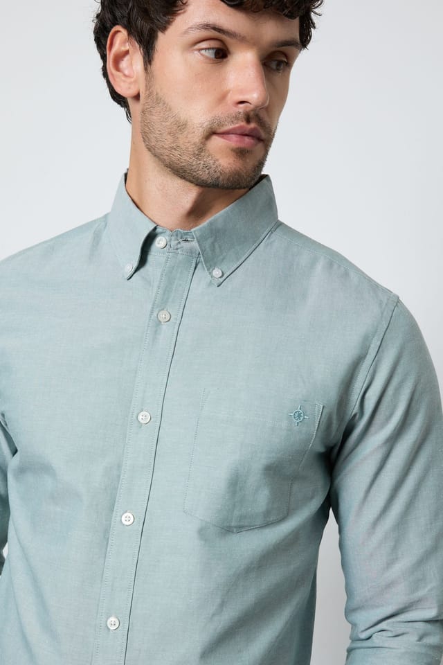 Maine Maine Men's Green Oxford Long Sleeve Shirt - 2