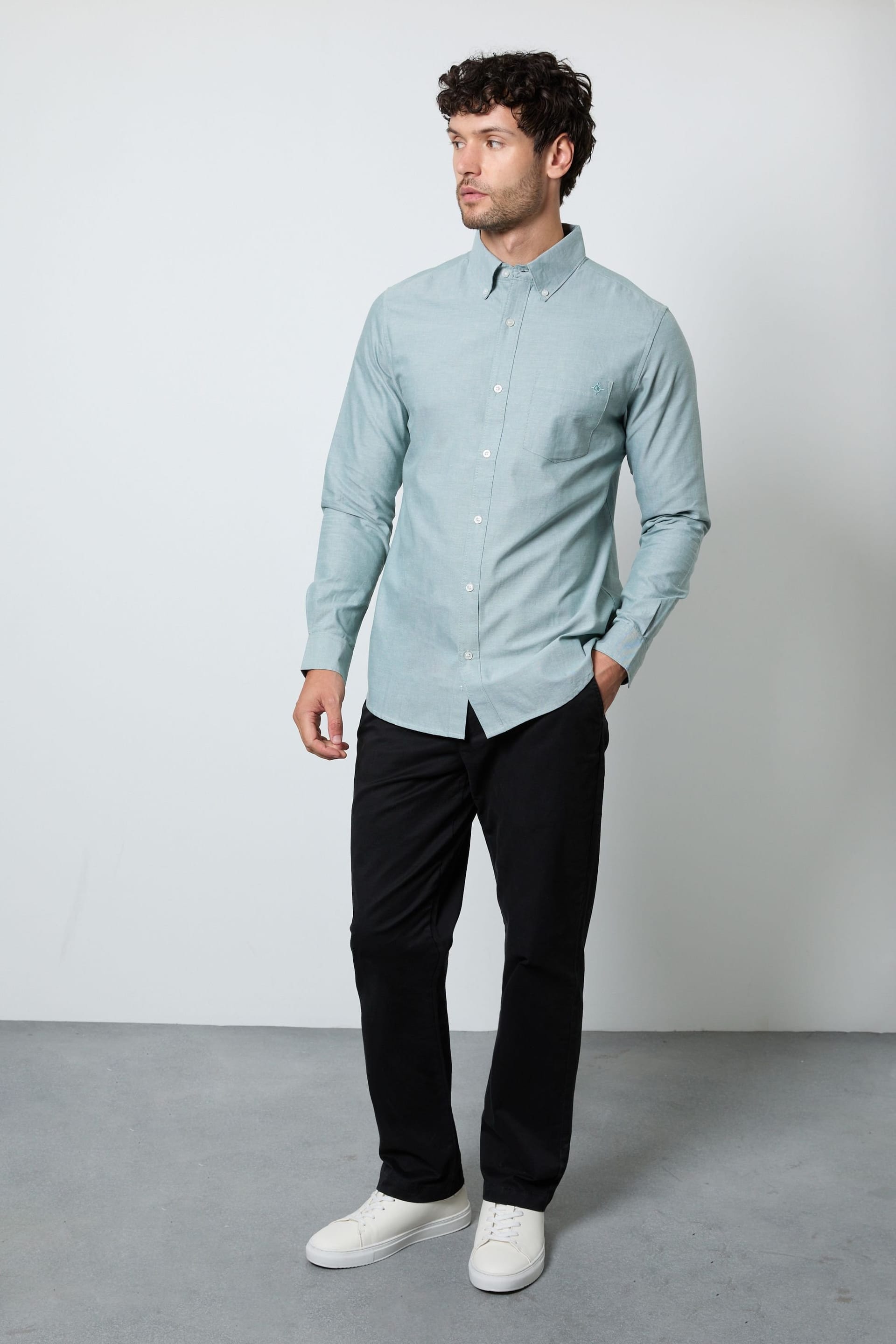 Maine Maine Men's Green Oxford Long Sleeve Shirt - 4