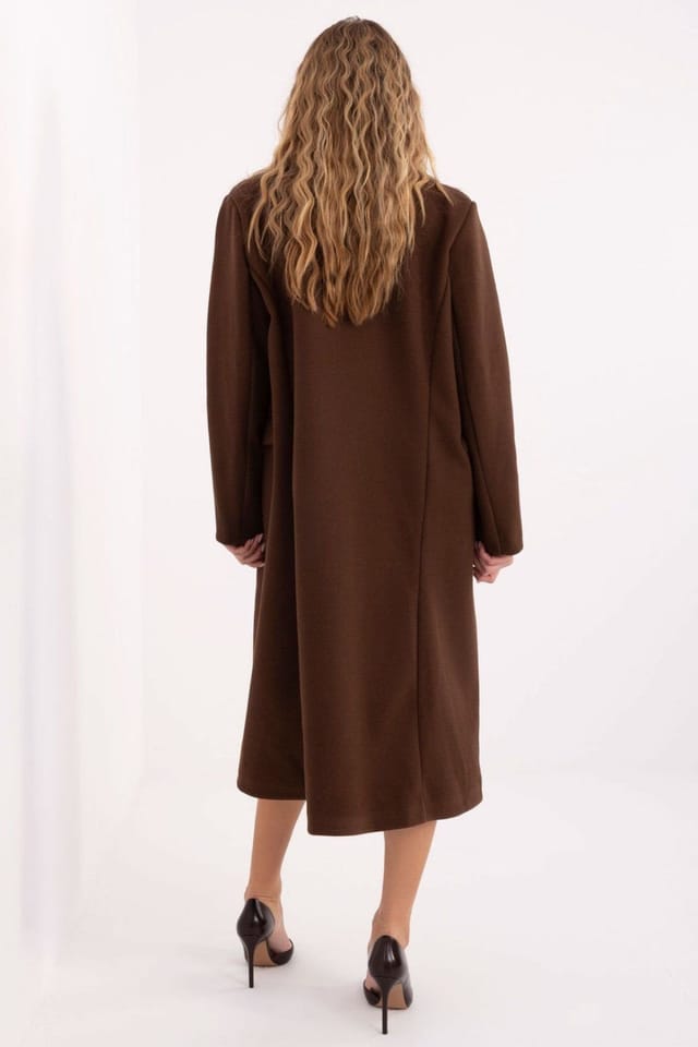 Love Lace Love Lace Women's Elegant Longline Single Breasted Coat with Pockets in Brown - 3