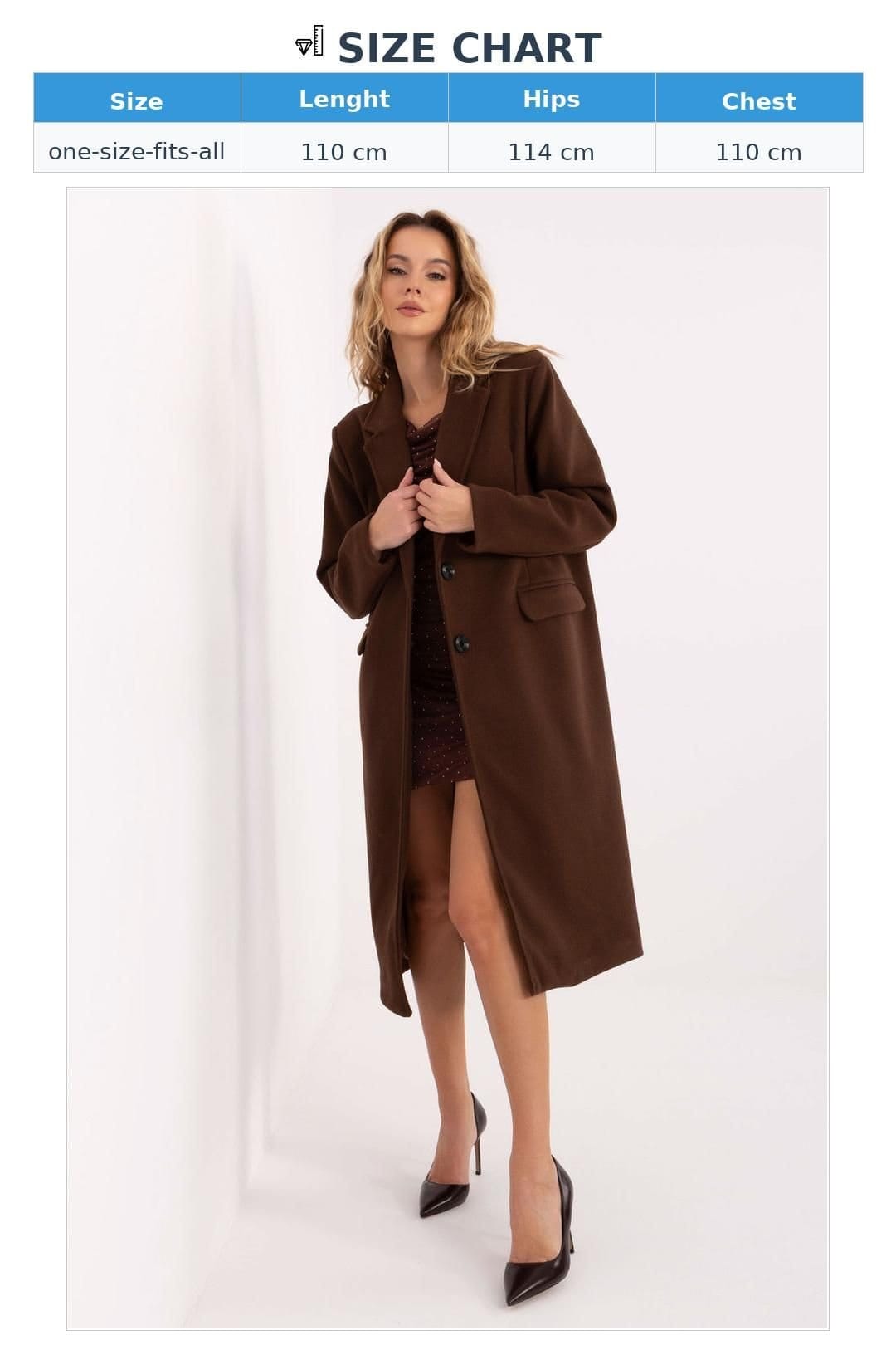 Love Lace Love Lace Women's Elegant Longline Single Breasted Coat with Pockets in Brown - 4