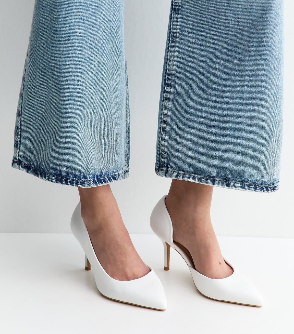 New Look New Look White Faux Leather D'Orsay Court Shoes