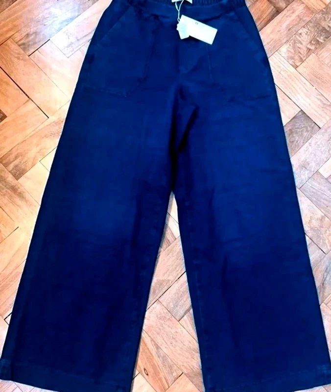 Marks & Spencer New M&S wide leg trousers navy blue size 10 regular - 1
