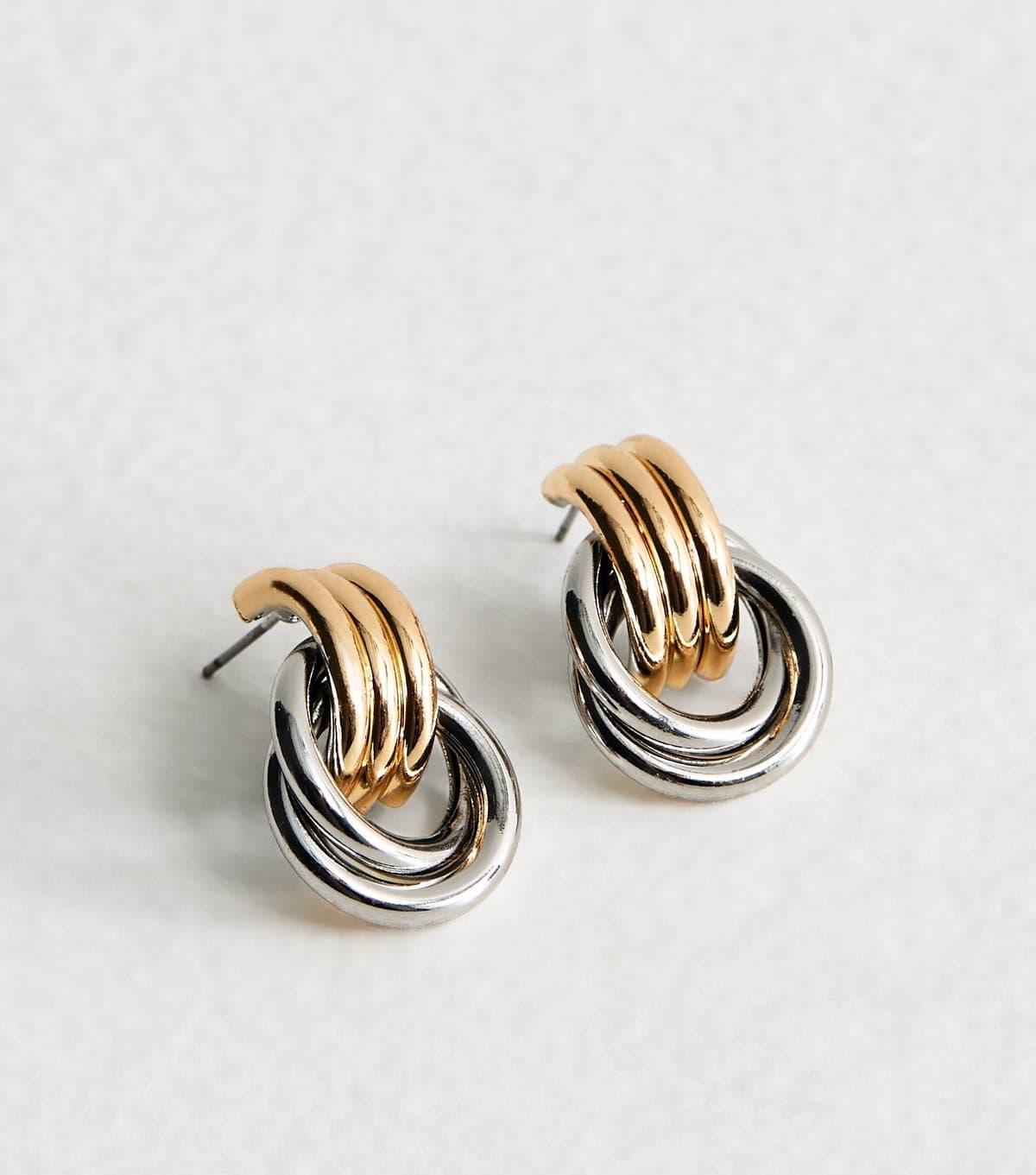 New Look New Look Gold-Tone Gunmetal-Tone Doorknocker Knot Stud Earrings