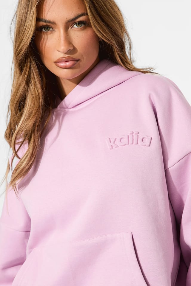 Kaiia Kaiia Embossed Logo Oversized Hoodie Parma Violet - 2