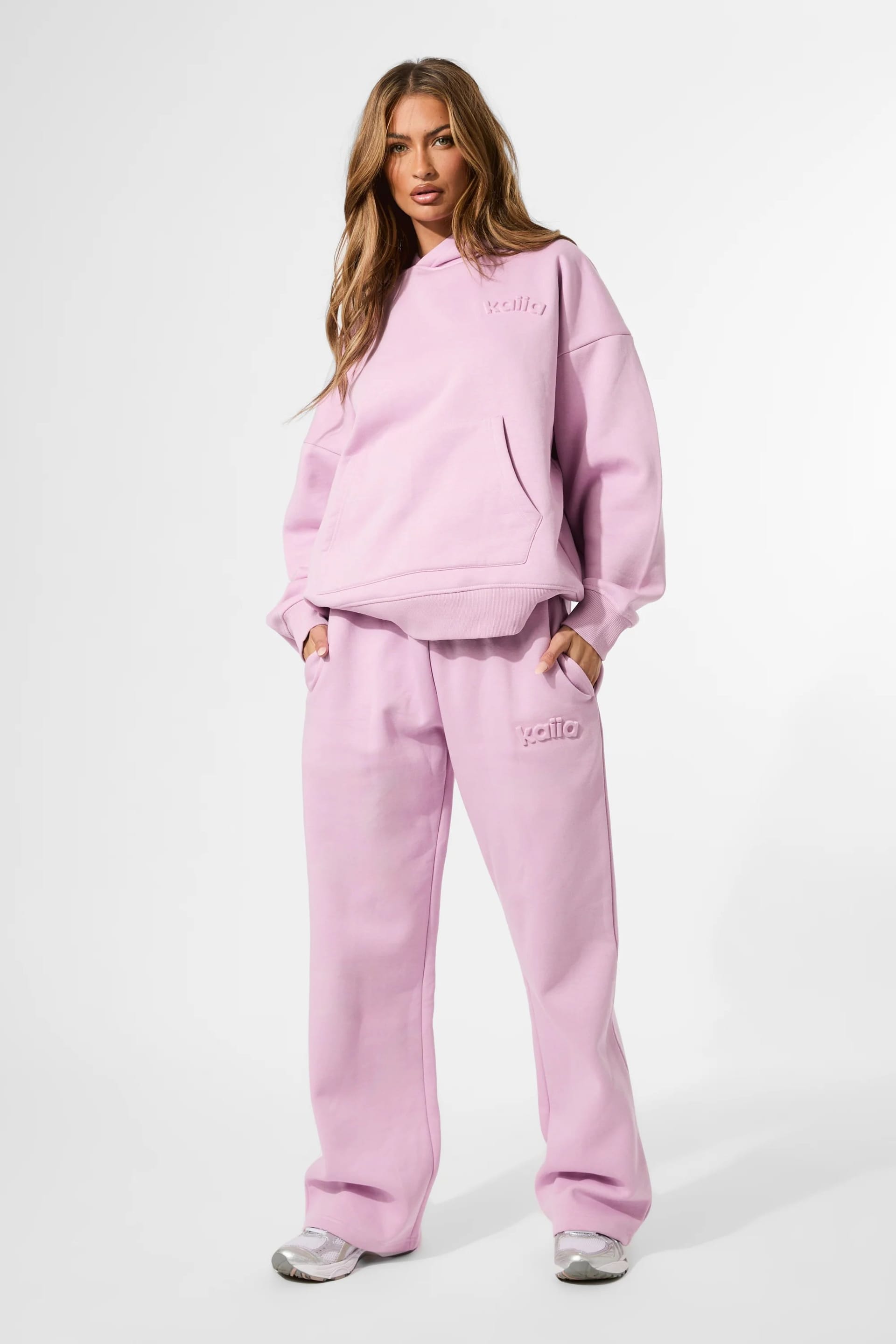 Kaiia Kaiia Embossed Logo Oversized Hoodie Parma Violet - 4