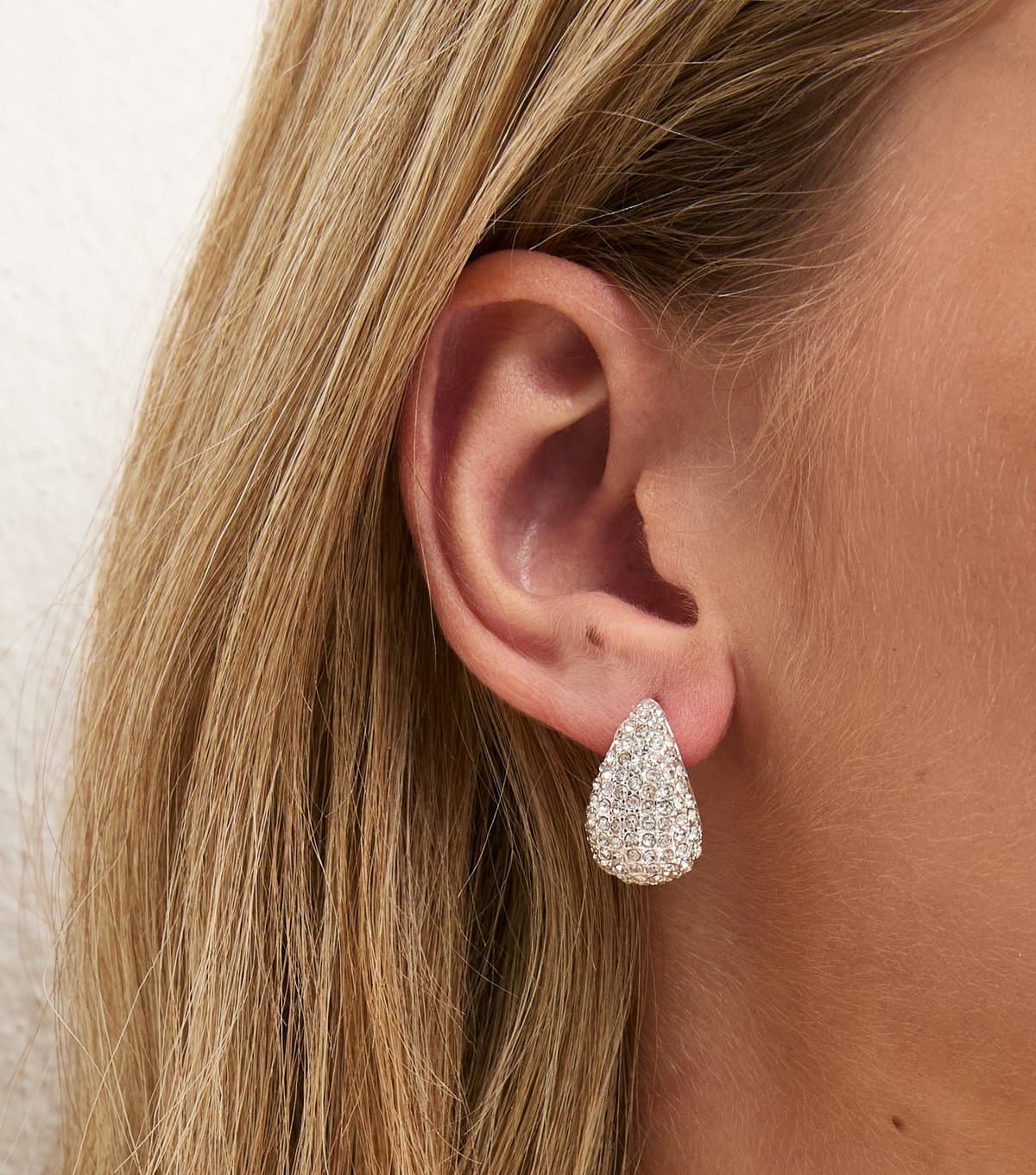New Look Silver-Tone Diamante Teardrop Earrings New Look